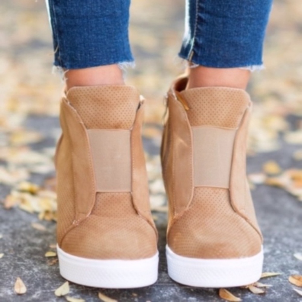 Vegan suede side zipper slip on sneakers - Picture 2 of 3